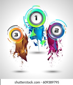 Infograph template with multiple choices and a lot of infographic design elements and mockups. Ranking elements to display product comparison, business plans and so on.