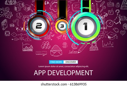 Infograph template with multiple choices and a lot of infographic design elements and mockups. Ranking elements to display product comparison, business plans and so on.