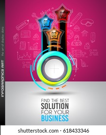 Plantilla de infografía con múltiples opciones y muchos elementos de diseño y maquetas de infografía. Elementos de clasificación para mostrar la comparación de productos, planes de negocios, etc.