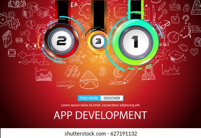 Infograph template with multiple choices and a lot of infographic design elements and mockups. Ranking elements to display product comparison, business plans and so on.