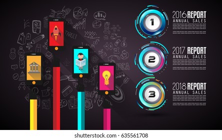 Infograph template with multiple choices and a lot of infographic design elements and mockups. Ranking elements to display product comparison, business plans and so on.