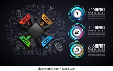 Infograph template with multiple choices and a lot of infographic design elements and mockups. Ranking elements to display product comparison, business plans and so on.