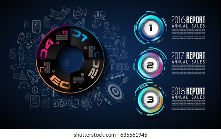 Modelo de infográfico com várias escolhas e um monte de elementos de design infográfico e maquetes. Classificando elementos para exibir comparação de produtos, planos de negócios etc.