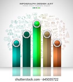Infograph template with multiple choices and a lot of infographic design elements and mockups. Ranking elements to display product comparison, business plans and so on.