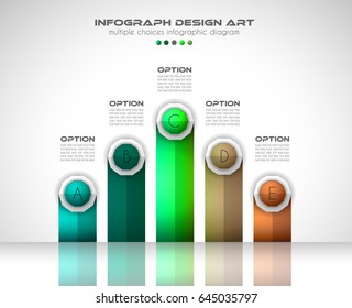 Infograph template with multiple choices and a lot of infographic design elements and mockups. Ranking elements to display product comparison, business plans and so on.