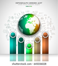 Infograph template with multiple choices and a lot of infographic design elements and mockups. Ranking elements to display product comparison, business plans and so on.
