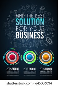Infograph template with multiple choices and a lot of infographic design elements and mockups. Ranking elements to display product comparison, business plans and so on.