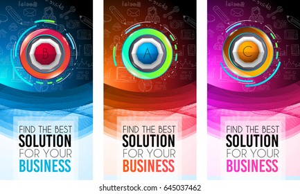 Infograph template with multiple choices and a lot of infographic design elements and mockups. Ranking elements to display product comparison, business plans and so on.