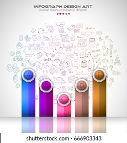Infograph template with multiple choices and a lot of infographic design elements and mockups. Ranking elements to display product comparison, business plans and so on.