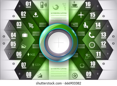 Infograph template with multiple choices and a lot of infographic design elements and mockups. Ranking elements to display product comparison, business plans and so on.