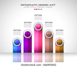 Infograph template with multiple choices and a lot of infographic design elements and mockups. Ranking elements to display product comparison, business plans and so on.