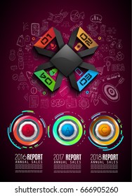 Infograph template with multiple choices and a lot of infographic design elements and mockups. Ranking elements to display product comparison, business plans and so on.