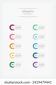 Infografía 10 opciones de elementos de diseño para sus datos empresariales. Ilustración vectorial.