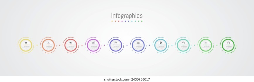 Infographic 10 options design elements for your business data. Vector Illustration.