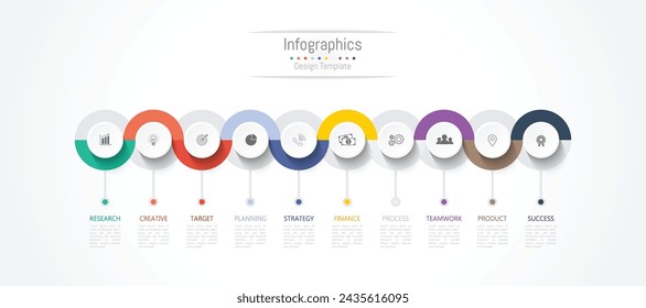 Infographic 10 options design elements for your business data. Vector Illustration.