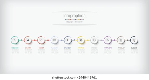 Infographic 10 options design elements for your business data. Vector Illustration.