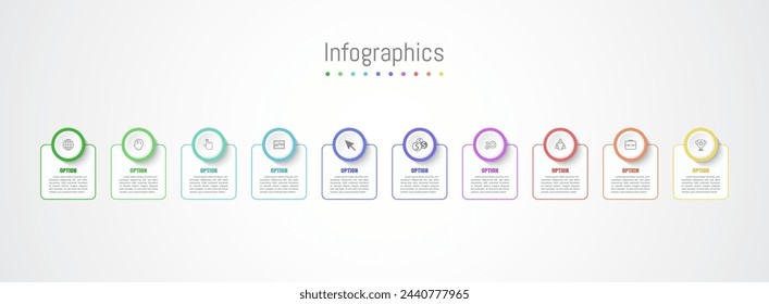 Infographic 10 options design elements for your business data. Vector Illustration.