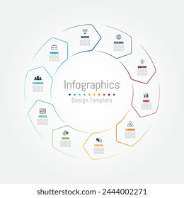 Infographic 10 options design elements for your business data. Vector Illustration.