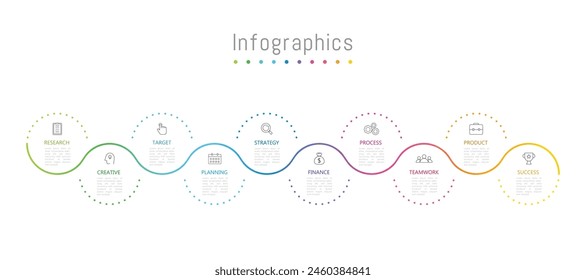 Infographic 10 options design elements for your business data. Vector Illustration.