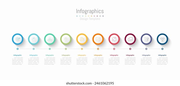 Infographic 10 options design elements for your business data. Vector Illustration.