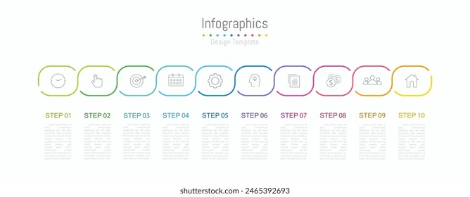 Infographic 10 options design elements for your business data. Vector Illustration.