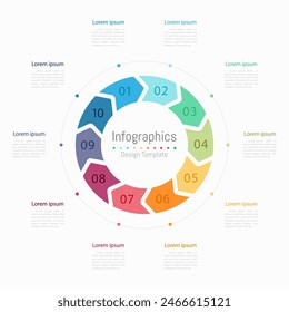 Infographic 10 options design elements for your business data. Vector Illustration.