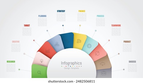 Infographic 10 options design elements for your business data. Vector Illustration.