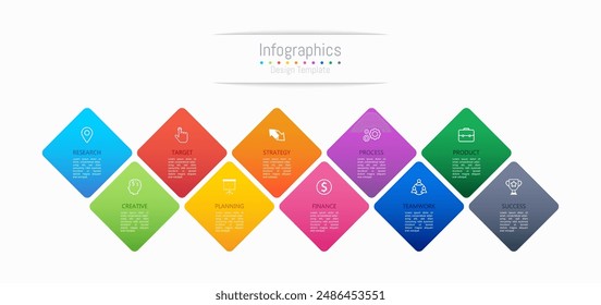 Infographic 10 options design elements for your business data. Vector Illustration.