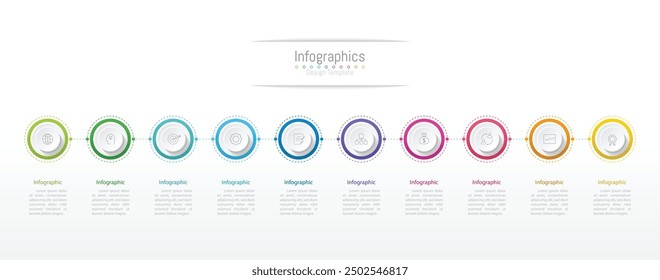 Infographic 10 options design elements for your business data. Vector Illustration.