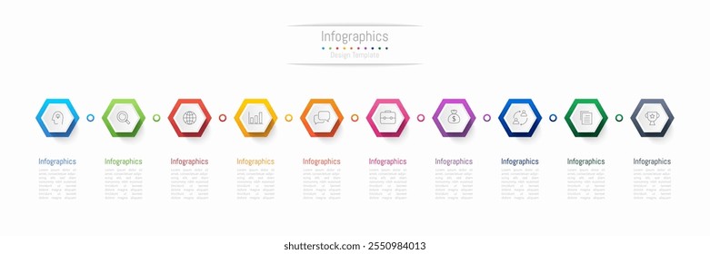 Infographic 10 options design elements for your business data. Vector Illustration.