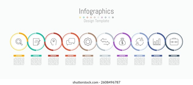 Infographic 10 options design elements for your business data. Vector Illustration.