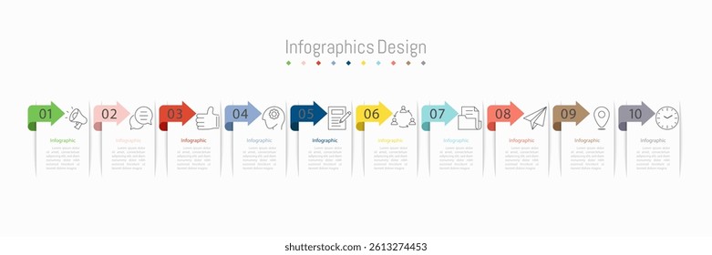 Infographic 10 options design elements for your business data. Vector Illustration.