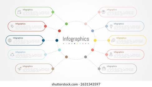 Infographic 10 options design elements for your business data. Vector Illustration.