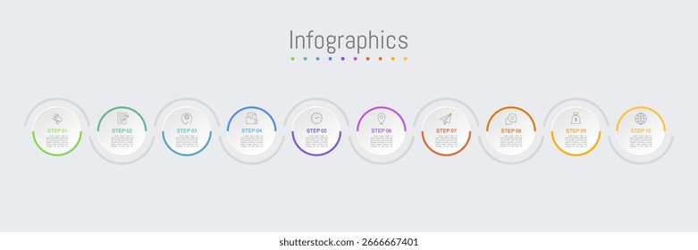 Infographic 10 Optionen Design-Elemente für Ihre Geschäftsdaten. Vektorgrafik.