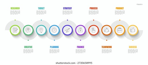 Infografía 10 Elementos de diseño de opciones para los datos de su negocio. Ilustración vectorial.