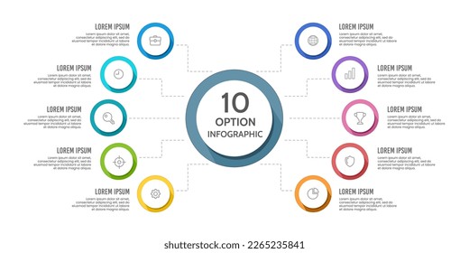 Infographic 10 Options template. Infographic organization. Vector illustration.