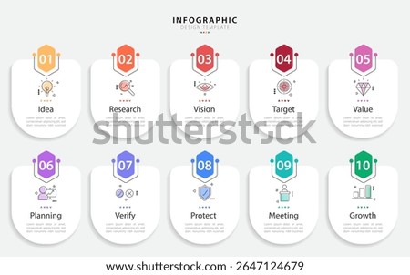 Infographic 10 step timeline journey, calendar Flat simple infographics design template. presentation graph. Business concept with 10 options, number vector illustration.