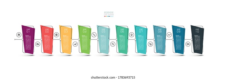 Infographic 10 steps modern design for presentation with marketing process,business plan and report vector illustration with stroke line design.