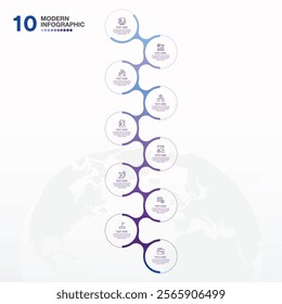 Infographic with 10 steps, process or options, process chart, Used for process diagram, presentations.