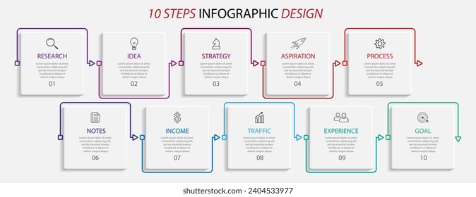 infographic 11 steps or parts, simple square design with interconnected lines, great for business flow diagrams, banners and presentations