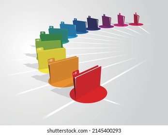 Infografía de 12 archivos de datos de color en alineación Ilustración vectorial