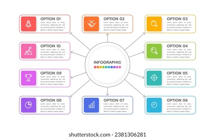 Infographic 12-month options design template. Business presentation. Vector illustration.