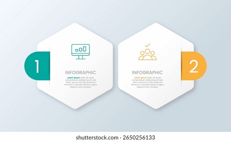Infografía 2 opciones de forma hexagonal con iconos