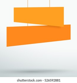 Infographic 2 Orange Title Boxes Hanging 3d Vector