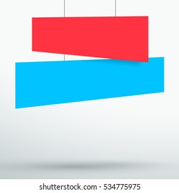 Infographic 2 Red Blue Title Boxes Hanging 3d Vector