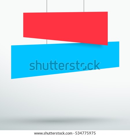 Infographic 2 Red Blue Title Boxes Hanging 3d Vector
