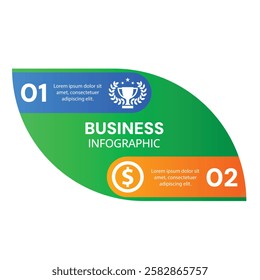 Infographic 2 step chart list leaf style with business concept template and icons design