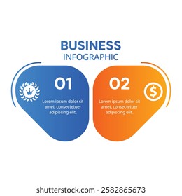 Infographic 2 step success modern chart list template with icons designed