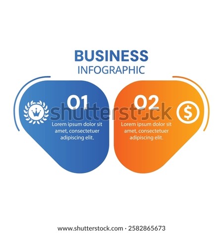 Infographic 2 step success modern chart list template with icons designed