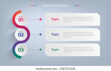 Infographie 3 bannières Options, illustration Vectorielle de l'infographie trois options. Peut être utilisé comme modèle pour les brochures, la conception de site Web d'entreprise, bannière, Finances, leçons, étapes, options dans les menus couverture.